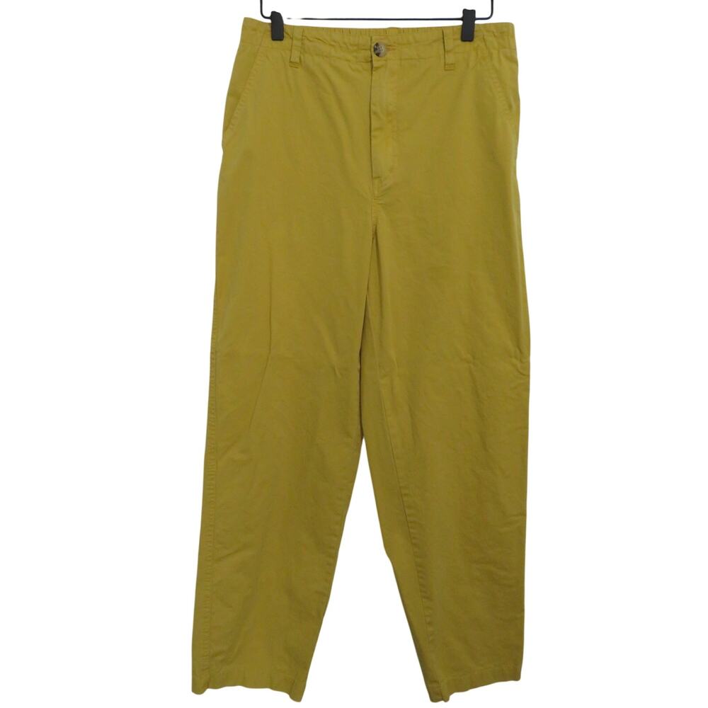 Sundance Women Sz 6 Yellow Cotton Pants Elastic Back Waist Straight Relaxed